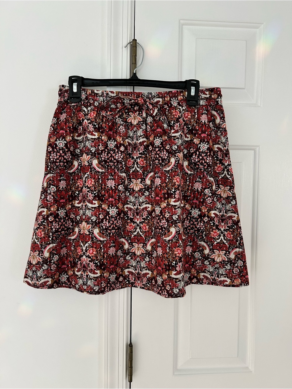 LOFT Red and Black Floral Paisley Mini Skirt